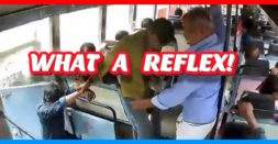 Bus Conductor's Crazy Sharp Reflex Saves Passenger [Video]