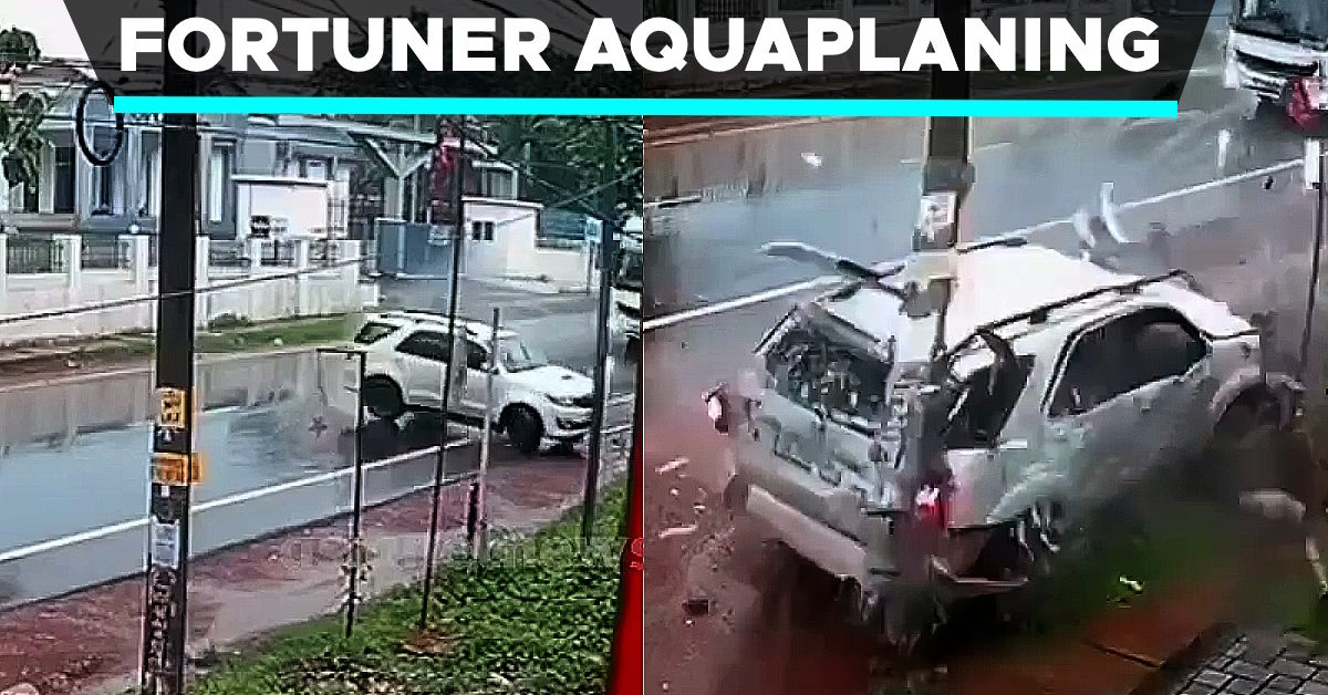 Toyota Fortuner aquaplaning accident