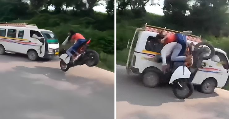 KTM RC crashed into van