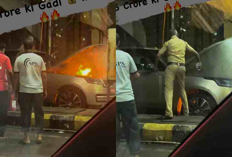 Range rover fire at toll booth