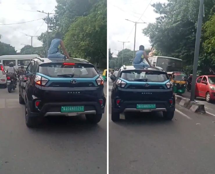5 Star Rated Tata Nexon’s Owner Makes Kid Sit On Moving SUV’s Roof [Video]