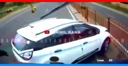 Lane Change Gone Wrong: Tata Nexon Crashes Into Median While Overtaking Truck [Video]