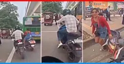 Girl Riding Scooter Gets into Fight with Bikers [Video]