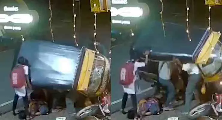 Young school girl picks up auto to save mother