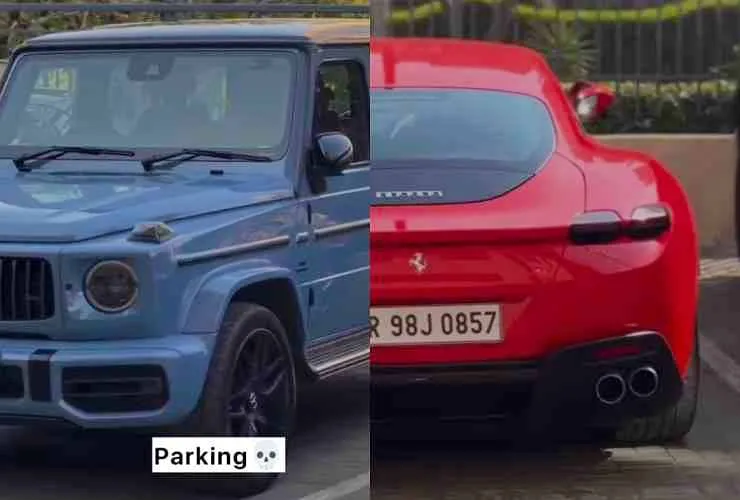 Zomato parking G63 and Ferrari Roma