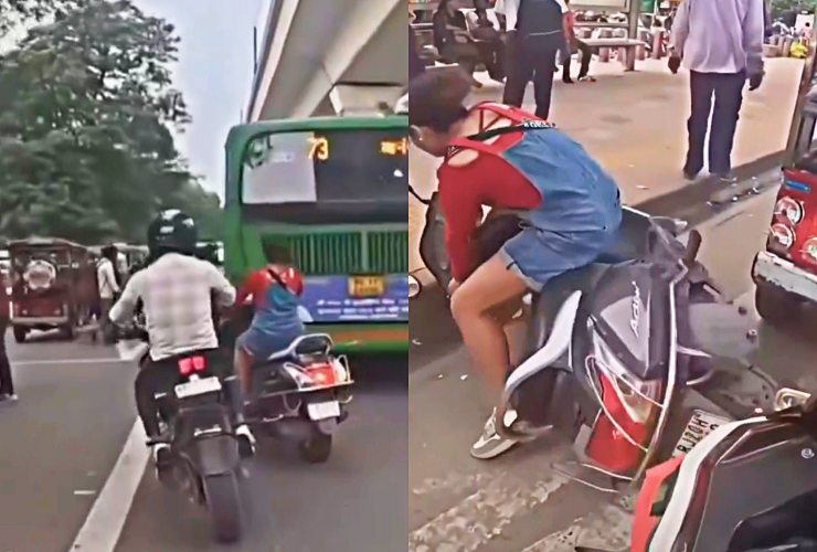 biker scooter ride fight on road