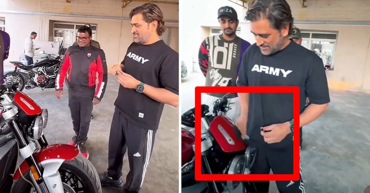 Dhoni wipes bike fairing