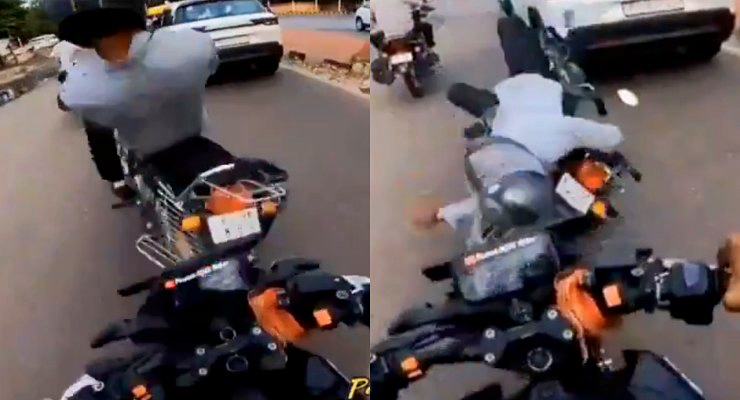 Speeding biker crashes into another bike