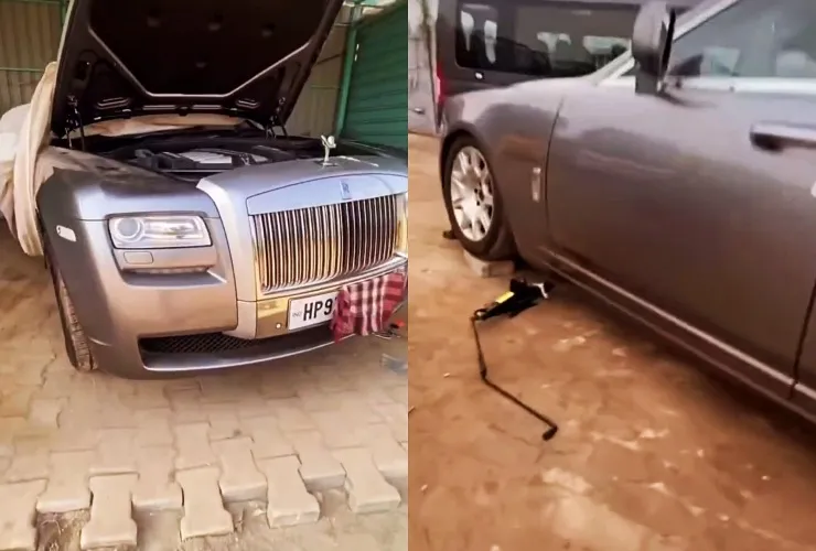 Rolls Royce Ghost front left air suspension replacement at local shop