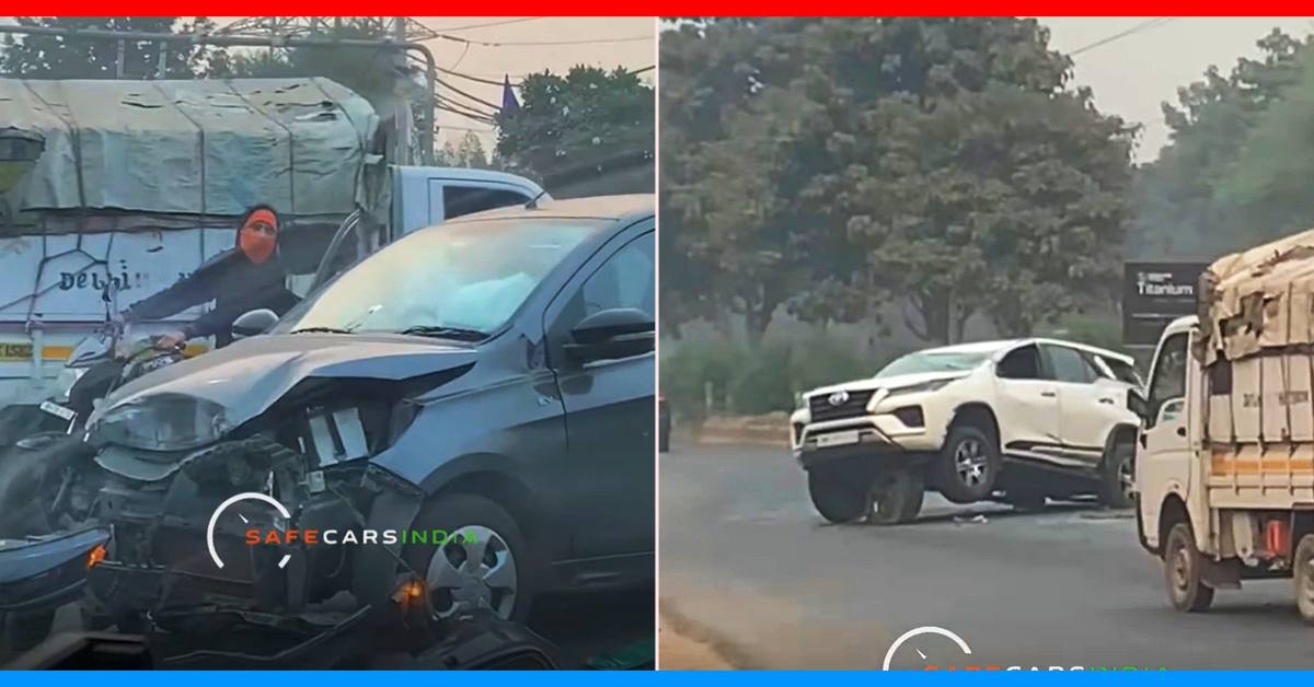 Tata Tiago Crashes Into Toyota Fortuner And Makes Suv Roll Over Multiple Times