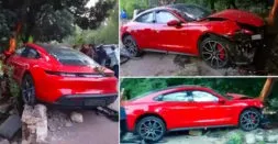 porsche taycan crash hyderabad