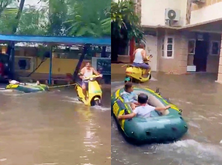 Grandpa and kids enjoying ola ride