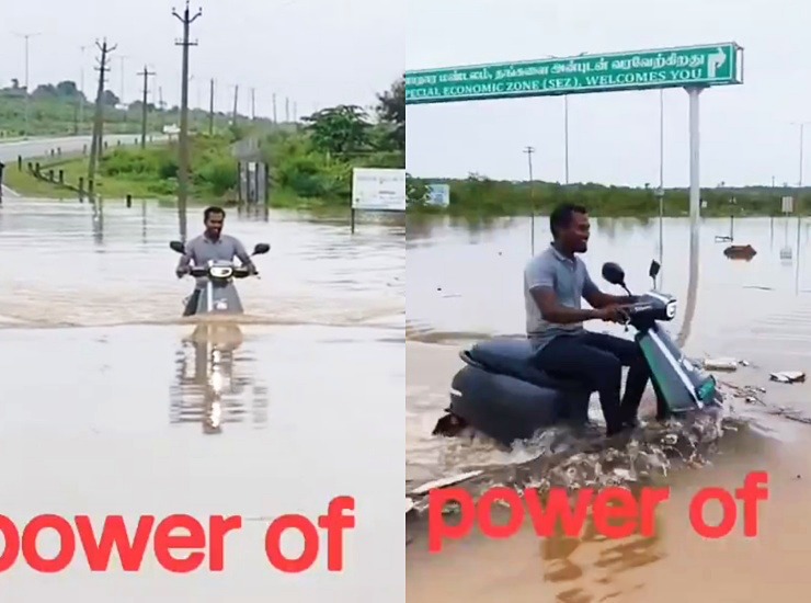 Ola electric scooter in water